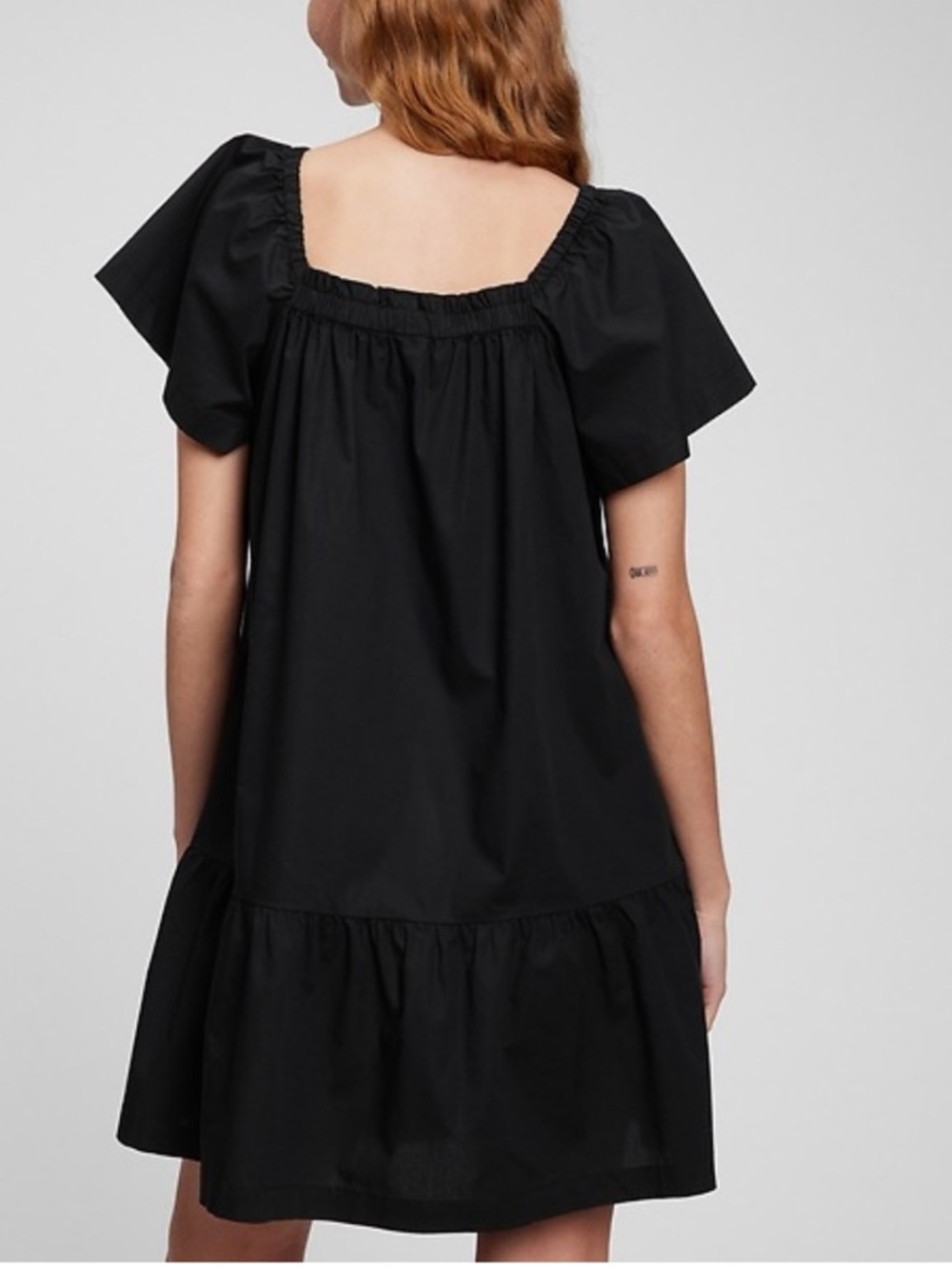 Gap Flutter Sleeve Mini Dress Cotton Black XL Tall
